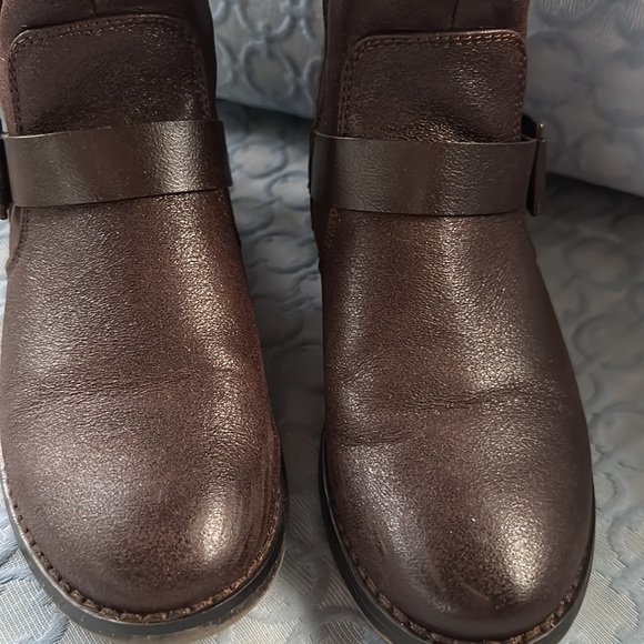 BareTraps Brown Leather Strap Mid Calf Boots - Picture 4 of 9